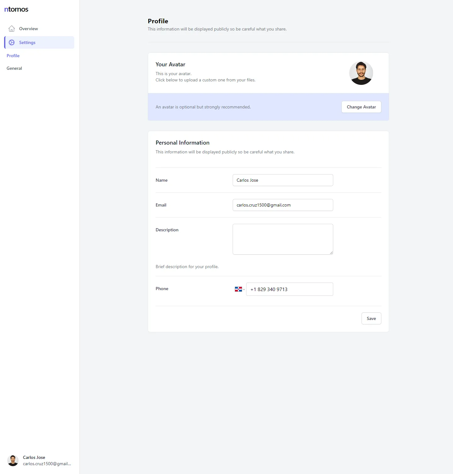 settings profile